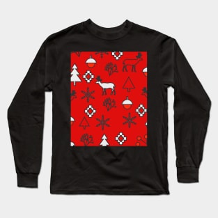 Red Christmas decor with deer Long Sleeve T-Shirt